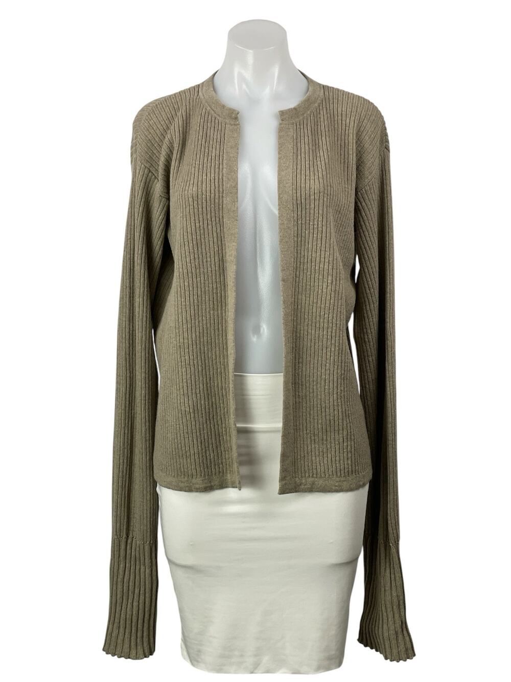 TOVE Gray Brown Wool Cashmere Long Sleeves Open Front Cardigan Sweater Top Sz S